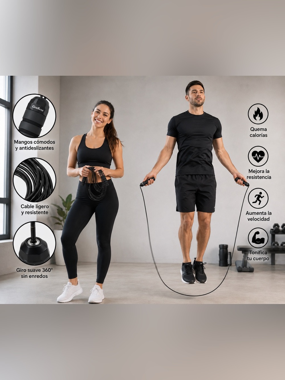 GoxRunx Jump Rope Fitness Workout Cardio Exercise Black New